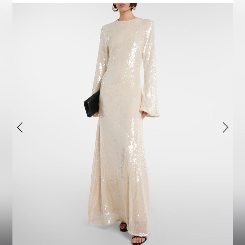 Chic Ivory Sequin Long Sleeve Dress